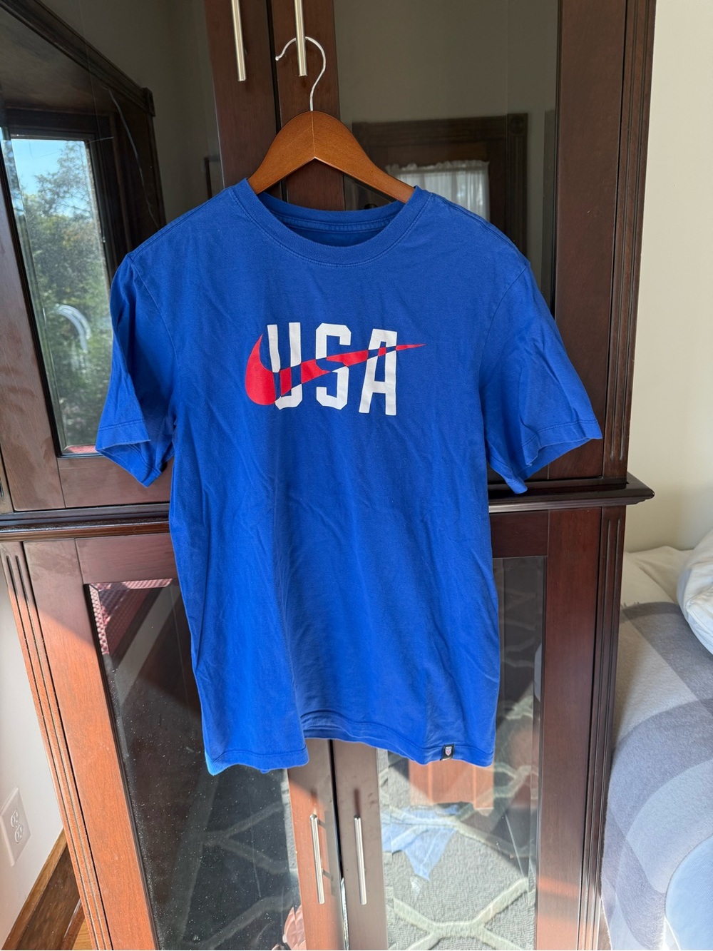 Nike Blue USA Graphic Tee with Red Swoosh